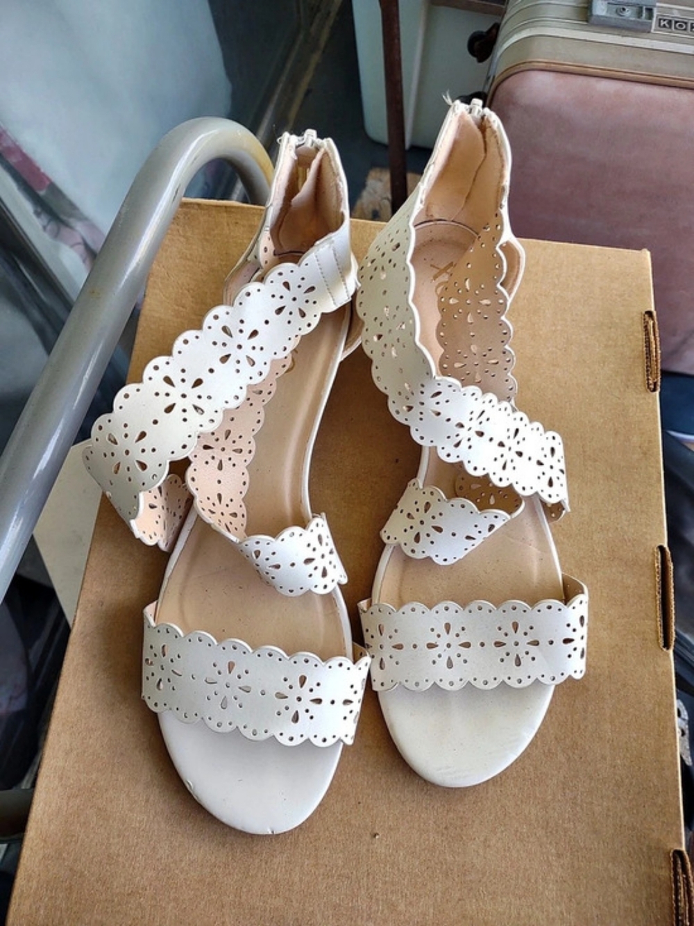 XOXO White Cutout Heeled Sandals